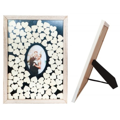 Cadre double coeur avec 85 coeurs en bois