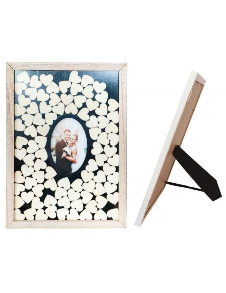 Cadre double coeur avec 85 coeurs en bois
