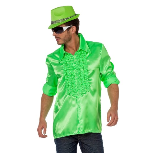Location chemise disco jaune fluo
