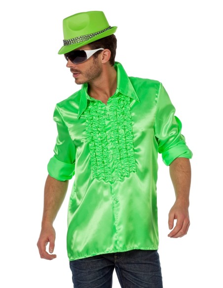 Location chemise disco jaune fluo