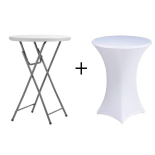 Location mange debout + housse lycra blanche