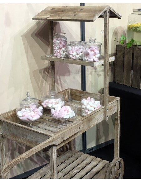 Location étagère bois 3 niveaux candy bar