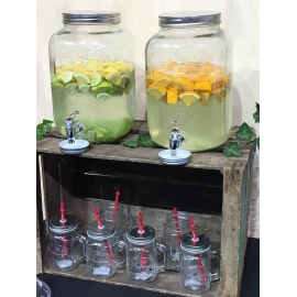 Location 2 limonadières 8l + 30 verres mason jar