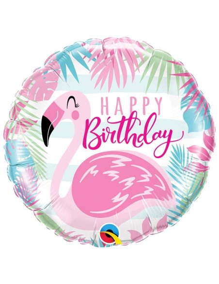 Ballon aluminium Birthday hibiscus - 45cm