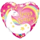 Ballon aluminium Birthday flamant rose - 45cm