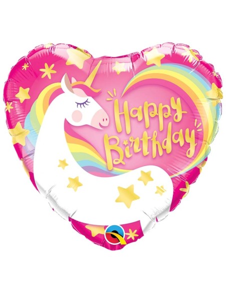 Ballon aluminium Birthday flamant rose - 45cm