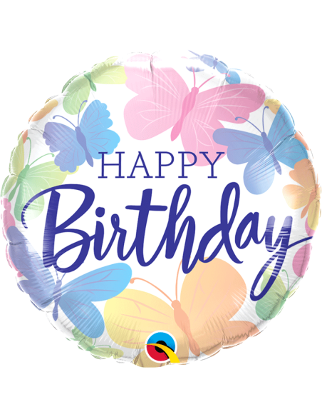 Ballon aluminium Birthday flamant rose - 45cm