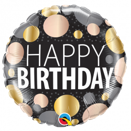 Ballon aluminium Birthday metallic dots - 45cm