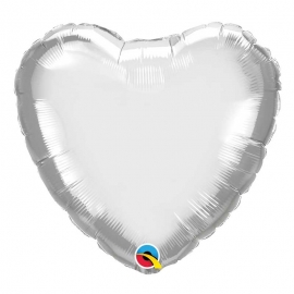 Ballon coeur 45cm chrome silver