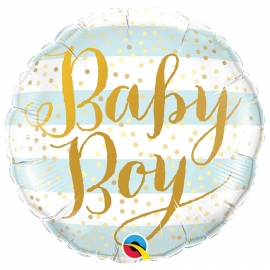 Ballon aluminium baby boy stripes - 45cm