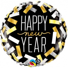 Ballon aluminium 45cm New year confettis stripes