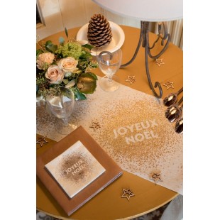 Chemin de table joyeux noël paillettes blanc 2