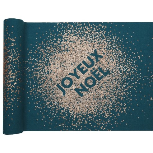 Chemin de table joyeux noël paillettes blanc