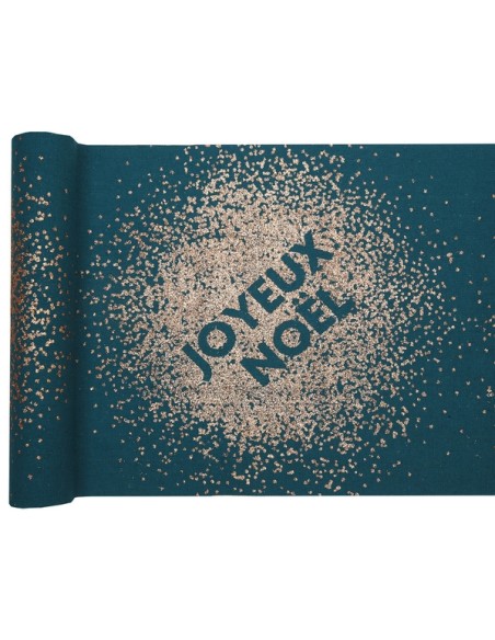 Chemin de table joyeux noël paillettes blanc