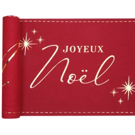 Chemin de table joyeux noël rouge