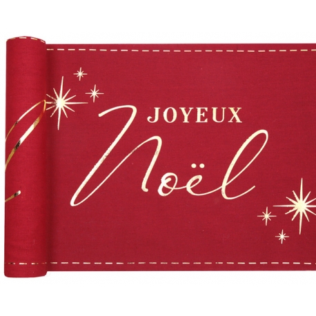 Chemin de table joyeux noël paillettes bleu canard