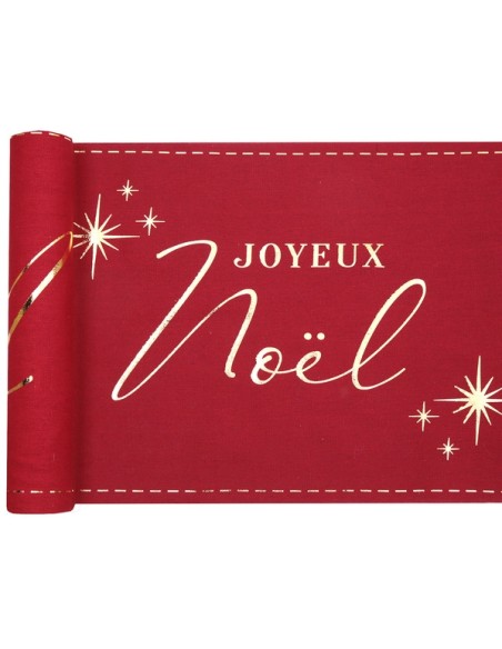 Chemin de table joyeux noël paillettes bleu canard