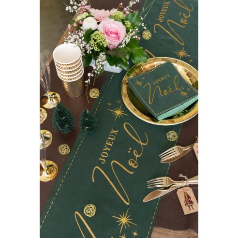 Chemin de table joyeux noël rouge