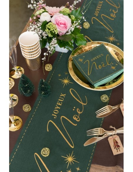 Chemin de table joyeux noël rouge