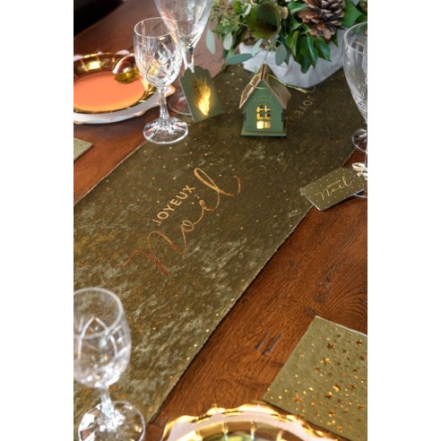 Chemin de table joyeux noël vert sapin