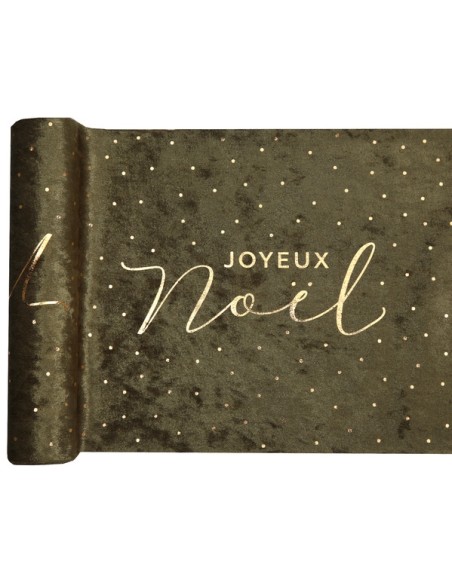 Chemin de table joyeux noël vert sapin