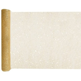 Chemin de table dentelle métallique or