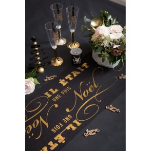Chemin de table tulle pailleté or 2