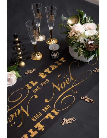 Chemin de table tulle pailleté or