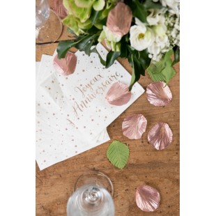 10 Assiettes Joyeux Anniversaire métallisé - Rose gold 2