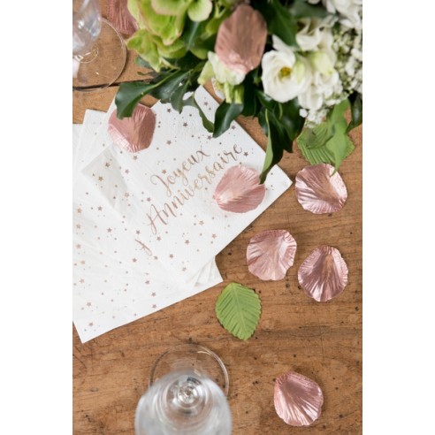 10 Assiettes Joyeux Anniversaire métallisé - Rose gold