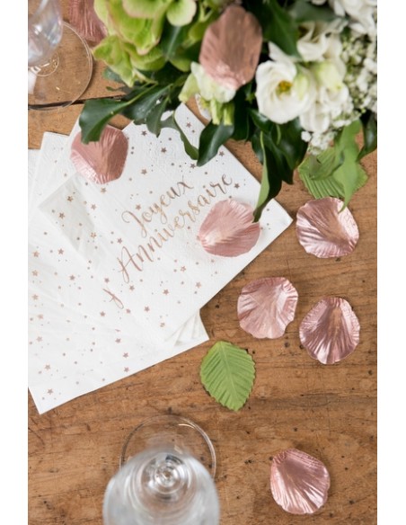 10 Assiettes Joyeux Anniversaire métallisé - Rose gold