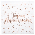 10 Assiettes Joyeux Anniversaire métallisé - Rose gold