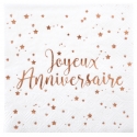 20 serviettes Joyeux Anniversaire métallisé - Rose gold