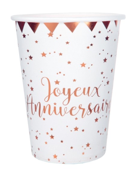 20 serviettes Joyeux Anniversaire métallisé - Rose gold