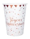 20 serviettes Joyeux Anniversaire métallisé - Rose gold