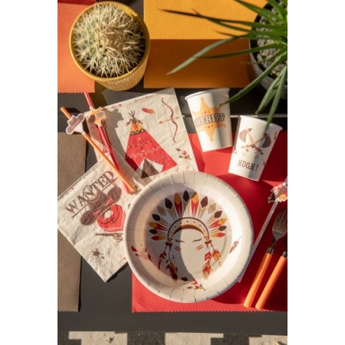 Assiettes Indiens et Cowboy x10