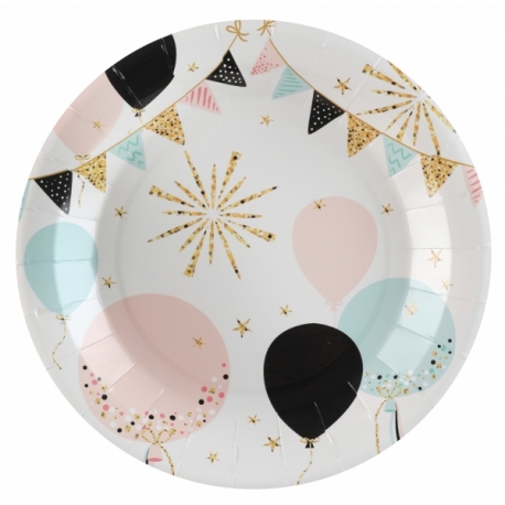 Assiettes Ballons et paillettes x10