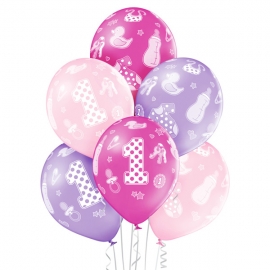 6 ballons 1er anniversaire fille