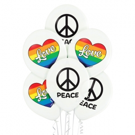 6 ballons peace and love