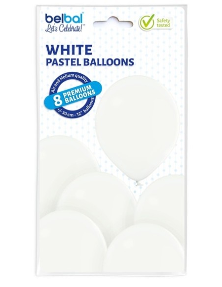 8 Ballons pastel diamètre 30cm blanc