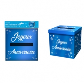 Urne Joyeux Anniversaire Rouge en carton 20x20x20cm