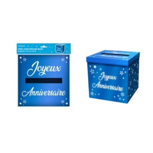 Urne anniversaire paillettes bleues