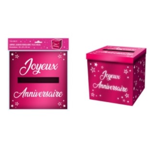 Urne anniversaire paillettes fucshia