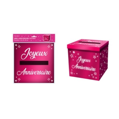 Urne anniversaire paillettes fucshia