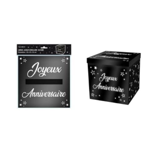 Urne anniversaire paillettes noires