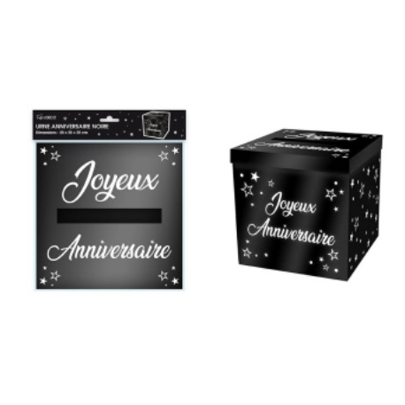 Urne anniversaire paillettes noires