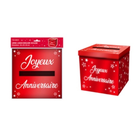 Urne anniversaire paillettes rouges