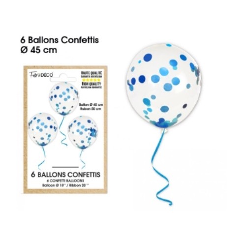 6 ballons confettis argent