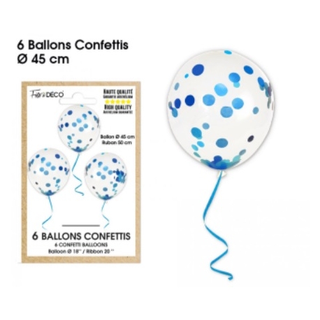 6 ballons confettis argent