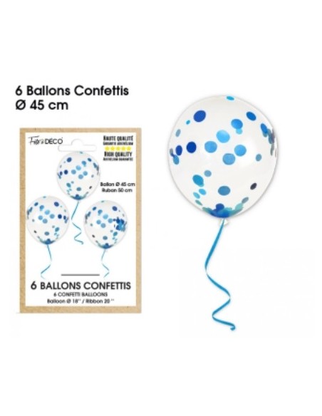 6 ballons confettis argent